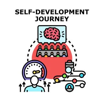 Self development journey progressing personal growth and career success Stock Illustration