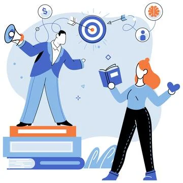 Self development, personal growth and progress. Learning and education. People Illustrazione stock