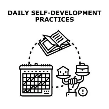 Self development practices daily planning and learning concept Stock Illustration