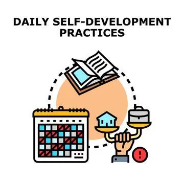 Self development practices daily planning and learning concept Stock Illustration