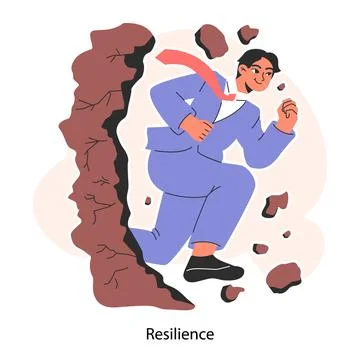 Self-development. Resilience, self-motivation and efficacy. Optimistic Stock Illustration