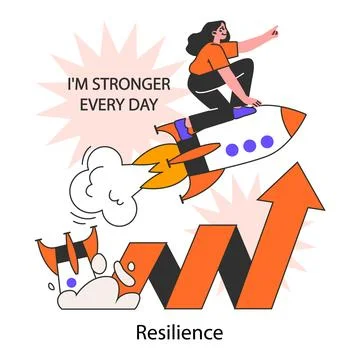 Self-development. Resilience, self-motivation and efficacy. Optimistic Stock Illustration