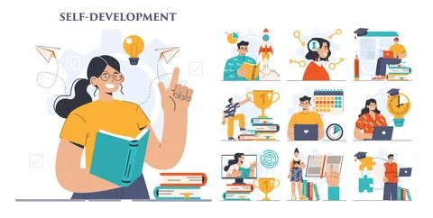 Self-development set. Increasing of business or professional competencies Illustrazione stock
