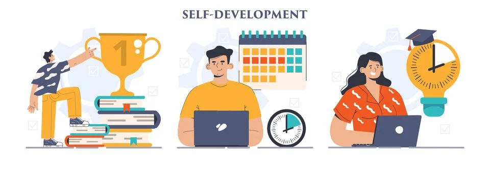 Self-development set. Increasing of business or professional competencies Illustrazione stock