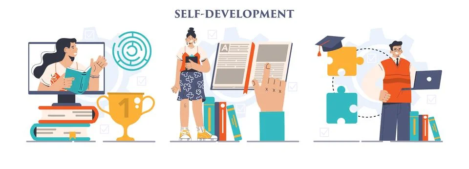 Self-development set. Increasing of business or professional competencies Illustrazione stock