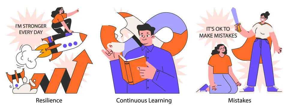 Self-development set. Increasing of individual or professional competencies Illustrazione stock