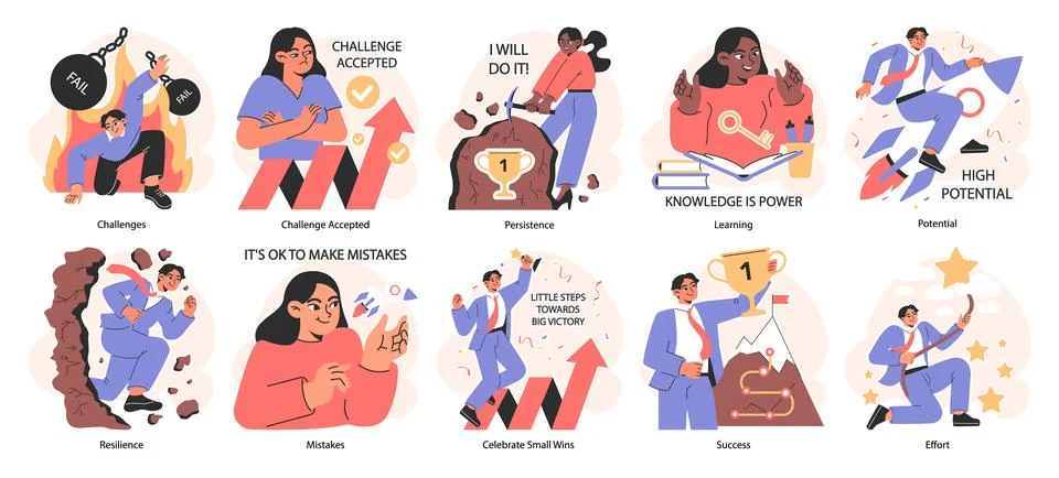 Self-development set. Increasing of individual or professional competencies Illustrazione stock