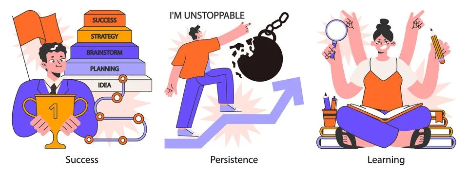 Self-development set. Increasing of individual or professional competencies Illustrazione stock