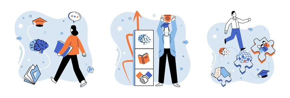 Self development. Success in self development comes from consistent activity and Illustrazione stock