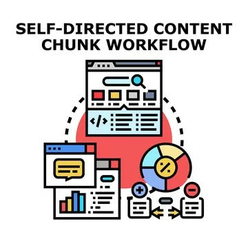 Self directed content chunk workflow process icon Stockillustratie