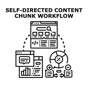 Self directed content chunk workflow process icon Stockillustratie