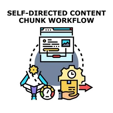 Self directed content chunk workflow automation process Stock Illustration