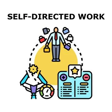 Self directed work concept, individual managing tasks and progress Illustrazione stock