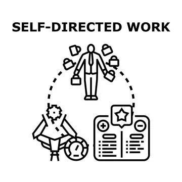 Self directed work concept, individual managing tasks and progress Illustrazione stock