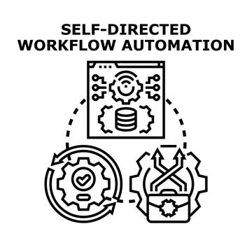 Self directed workflow automation concept with gears and operations Stock Illustration