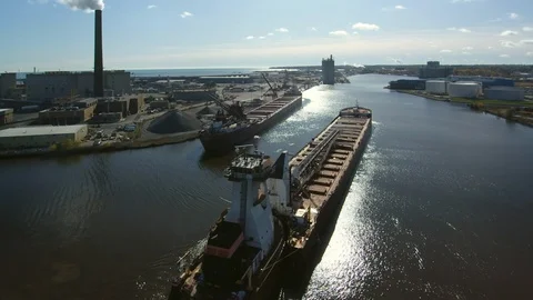 Self Discharging Bulk Carriers Stock Footage 119524535