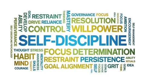 Self-Discipline animated word cloud,animation kinetic typography seamless loop. Stock Footage 326320689