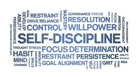 Self-Discipline animated word cloud,animation kinetic typography seamless loop. Stock Footage 326320734