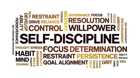 Self-Discipline animated word cloud,animation kinetic typography seamless loop. Stock Footage 326886304