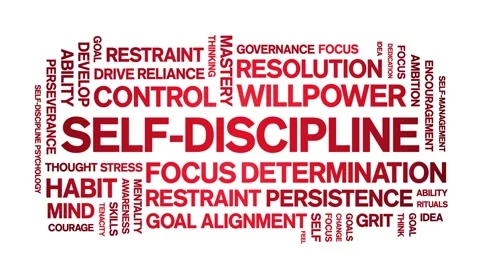 Self-Discipline animated word cloud,animation kinetic typography seamless loop. Stock Footage 326886415