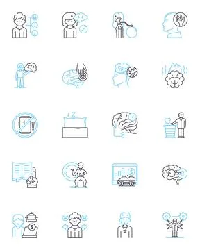 Self-discipline linear icons set. Focus, Commitment, Willpower, Determination イラスト素材