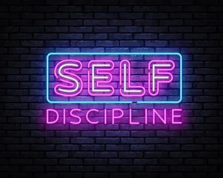 Self Discipline Neon Sign Vector. Self Discipline Neon inscription, design Stock Illustration