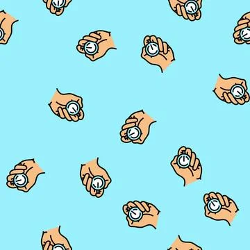 Self discipline stopwatch vector seamless pattern Stock Illustration