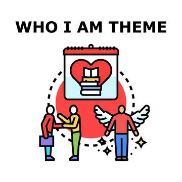 Self discovery journey identifying personal traits and values Stock Illustration