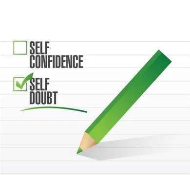 Self doubt check mark illustration Stock Illustration