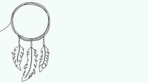 Self draw continuous line dream catcher animation 4k mystery symbol Stock Footage 233703330