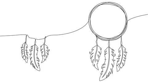 Self draw continuous line dream catcher mystery symbol Illustrazione stock