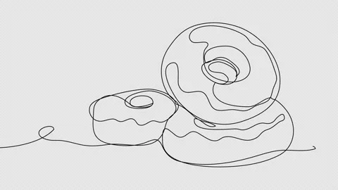 Self-drawing 3 donuts in one line on a white screen.  Stock Footage 239369740