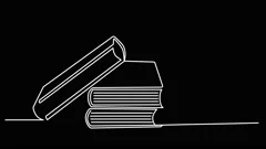 Self drawing animation of open book., Stock Video