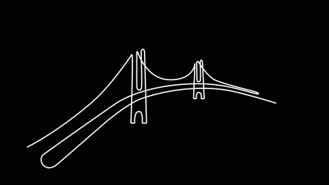 Self drawing animation of bridge. Minimalism line art. Stock Footage 154058337
