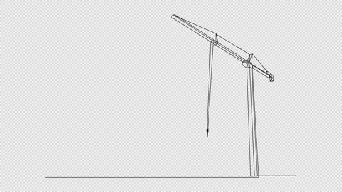 Self drawing animation of construction crane. Continuous one line drawing. Video stock 218930258