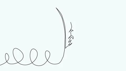 Self-drawing animation of continuous drawing of one line of an isolated object Stock Footage 233703333