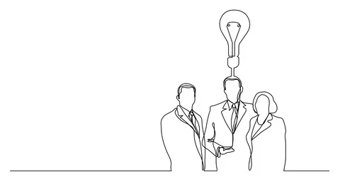 Self drawing animation of continuous line drawing of business executives Video stock 88448007