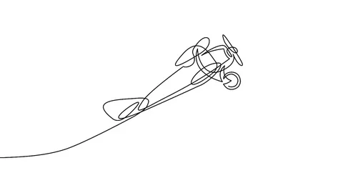 Self drawing animation of Continuous line drawing of jet plane Video stock 99672589