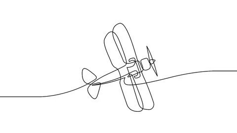 Self drawing animation of Continuous line drawing of jet plane Stock Footage 99672590