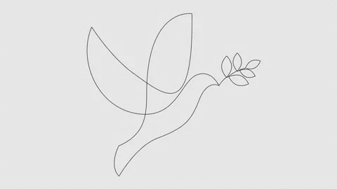 Self drawing animation of continuous line dove with olive branch Stock Footage 171531967