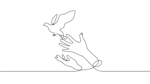 Self drawing animation of continuous one single line  bird Stock Footage 92128782