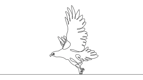 Self drawing animation of continuous one single line  bird Video stock 92128783