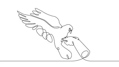 Self drawing animation of continuous one single line  bird Stock Footage 92128786