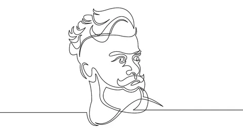 Self drawing animation of Continuous one line hipster portrait Stock Footage 99672603
