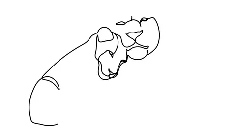 Self drawing animation of continuous one line drawing of isolated object tiger Stock-Footage 128422093