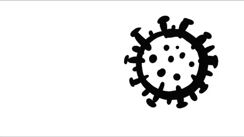 Self drawing animation of covid-19 corona virus. Outline icon design with cop Stock Footage 129061065