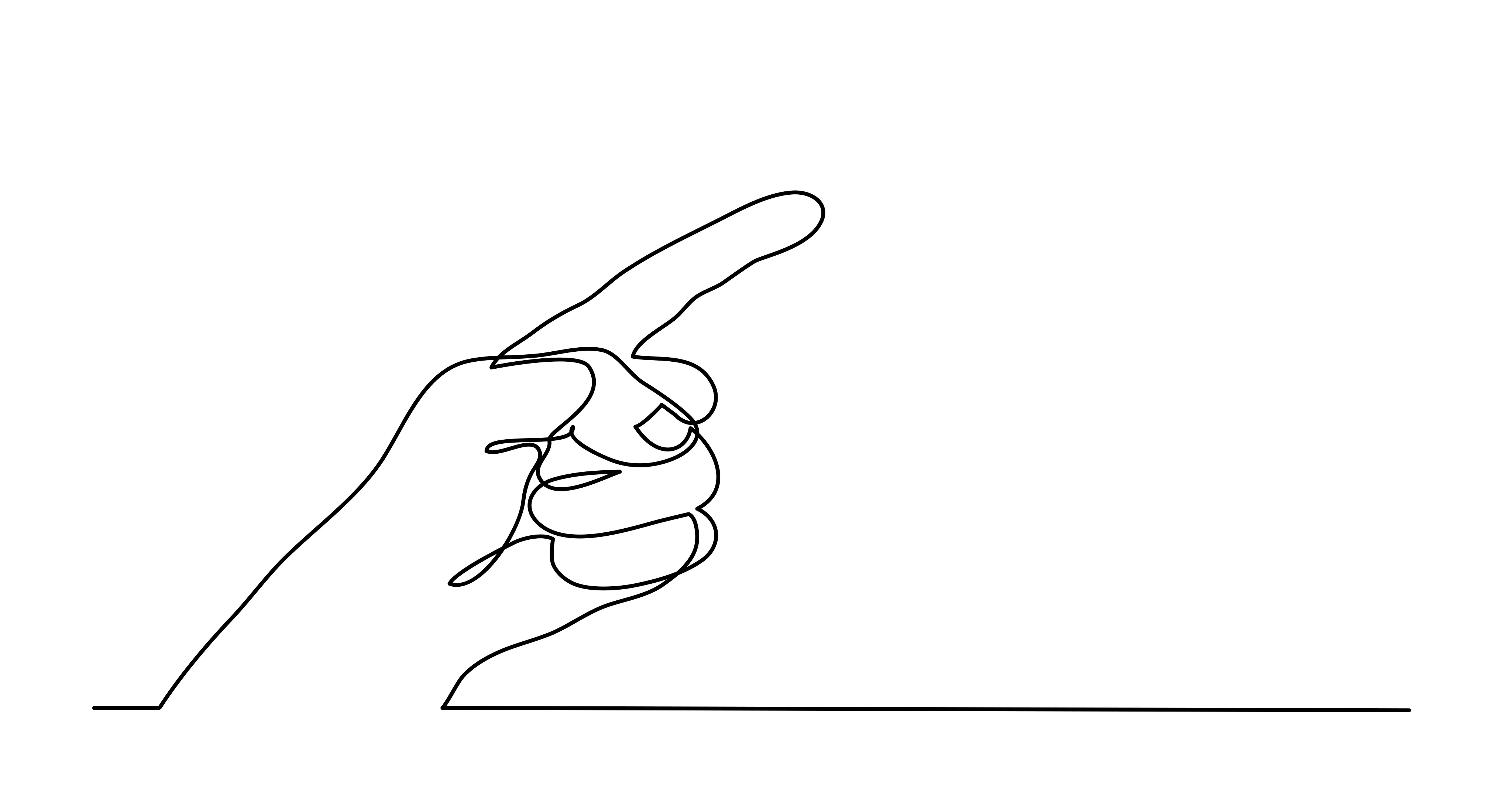 hand pointing line drawing