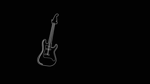 Self drawing animation of electric guitar. Copy space. Black background. Stock Footage 132549308