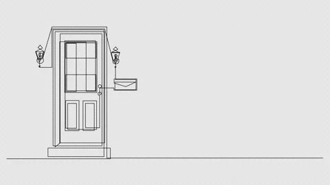 Self drawing animation of front door drawn by continuous one line. Vidéo 302362202