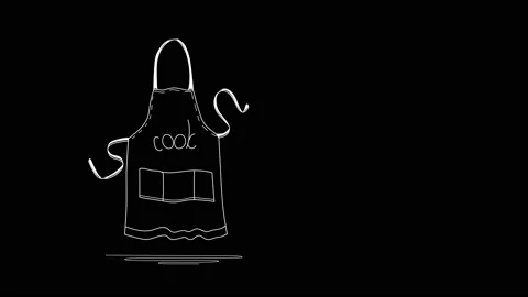 Self drawing animation of halterneck aprons. Copy space. Black background. Stock Footage 132934313